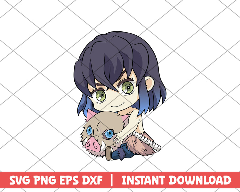 Inosuke Roland Cut Studio Kimetsu no yaiba inosuke chibi anime svg – svg files for cricut