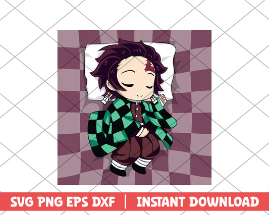 Kimetsu no yaiba tanjiro chibi sleep anime svg 