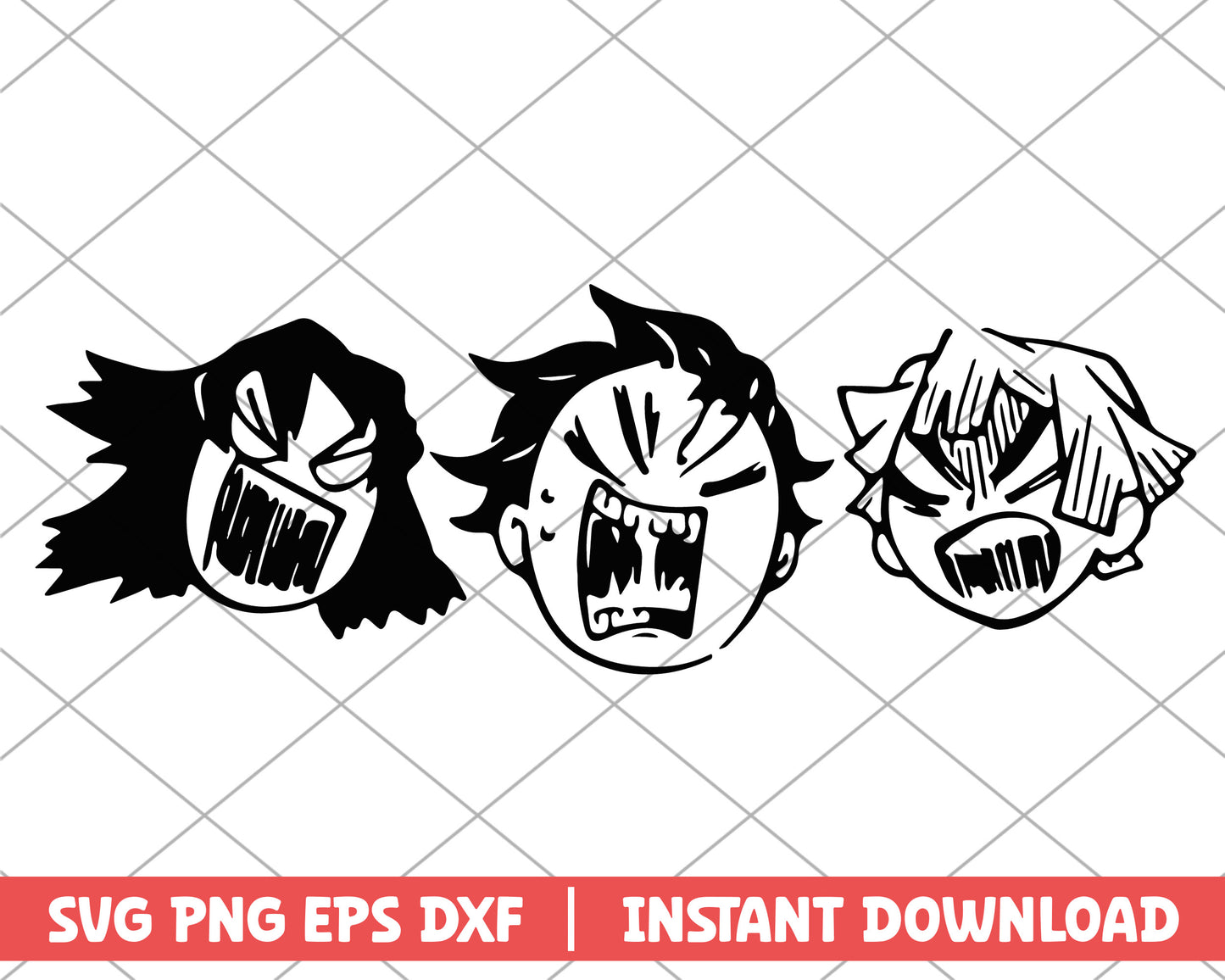 Kimetsu no yaiba tanjiro x zenitsu x inosuke angry anime svg