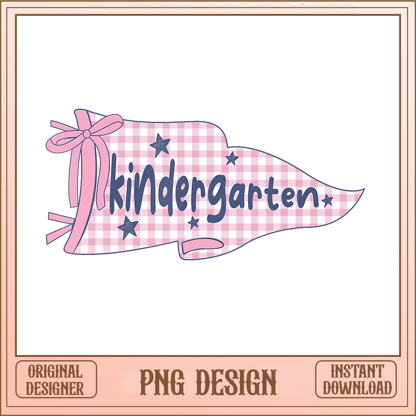 Kindergarten Pennant PNG, Back To School PNG, Pink Bow PNG