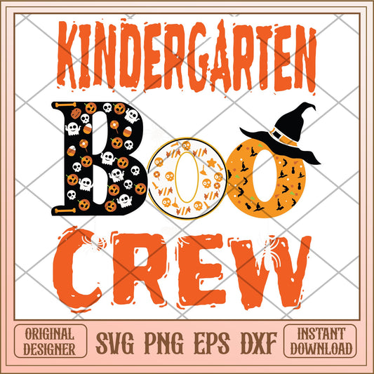 Kindergarten boo crew svg, halloween characters svg, digital download
