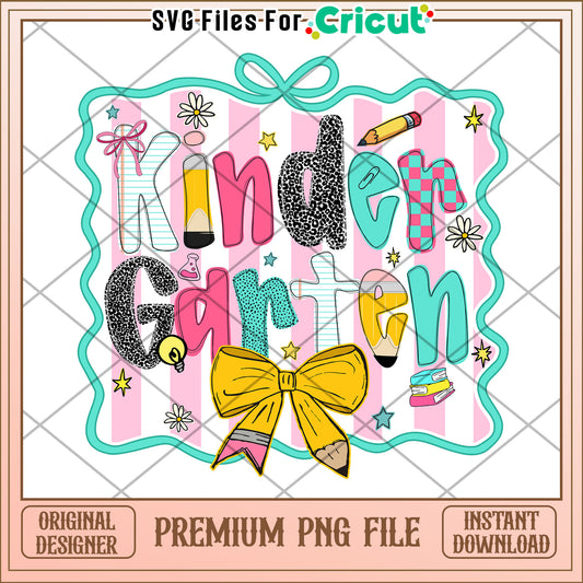 Kinder garten back to school png, cute design png, back to school time​ png