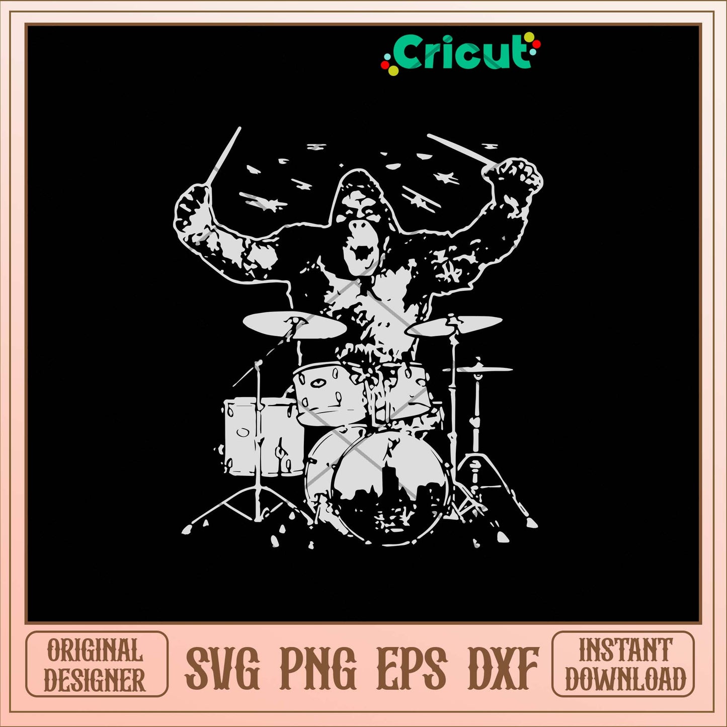 King Kong Playing Drums Svg, Quotes art svg bundle