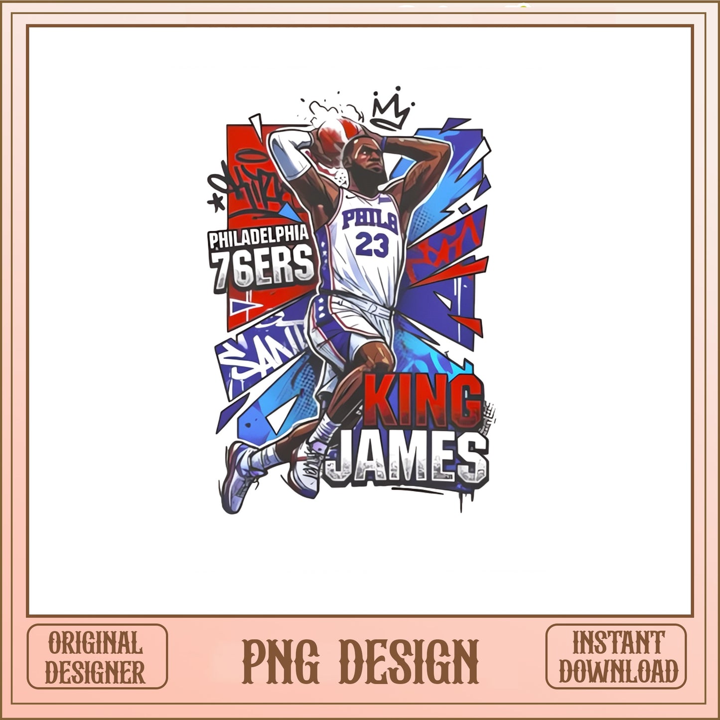 King James Basketball PNG, Philadelphia 76ers PNG, NBA Graffiti PNG