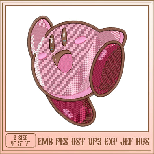 Kirby Embroidery Design 3 Sizes