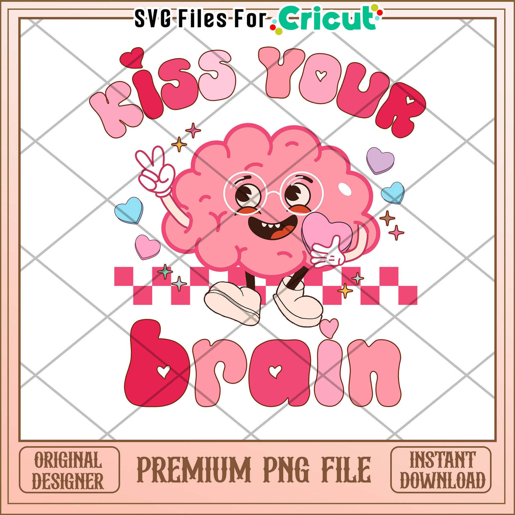 Kiss Your Brain PNG Cute Design