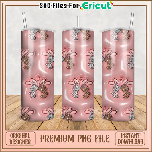 Kissing Bunnies Tumbler PNG Design