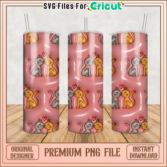 Kissing Cats Tumbler PNG Design