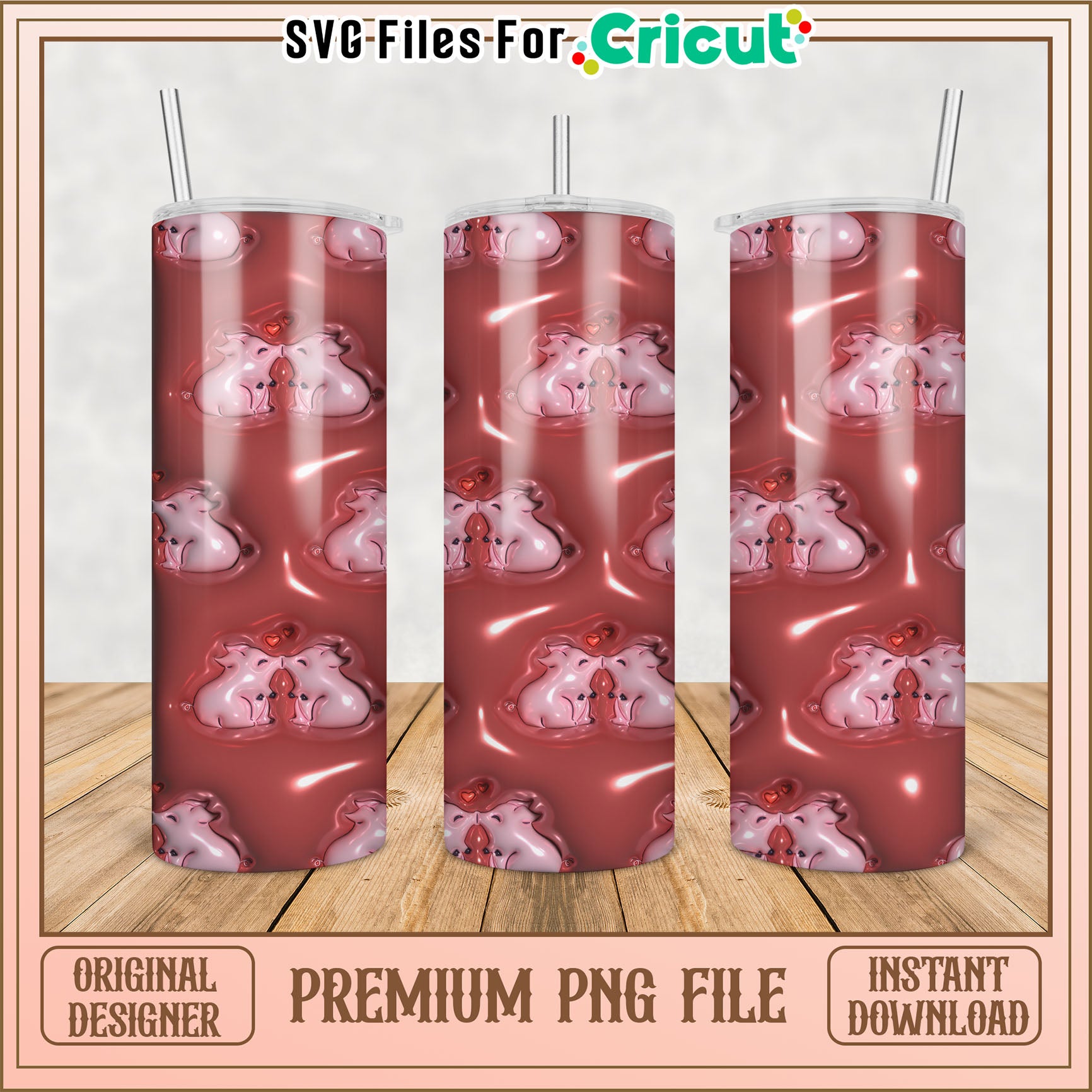 Kissing Pigs Tumbler PNG Design