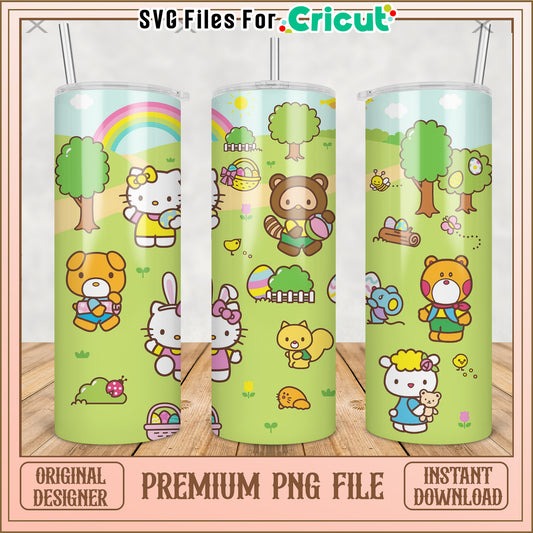 Kitty and friends tumbler png, cute cartoon png, hello kitty​ png