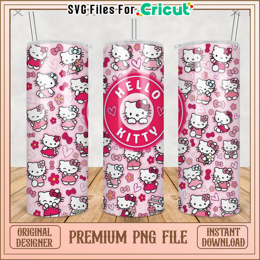 Kitty cute tumbler design png, cute cartoon png, hello kitty​ png