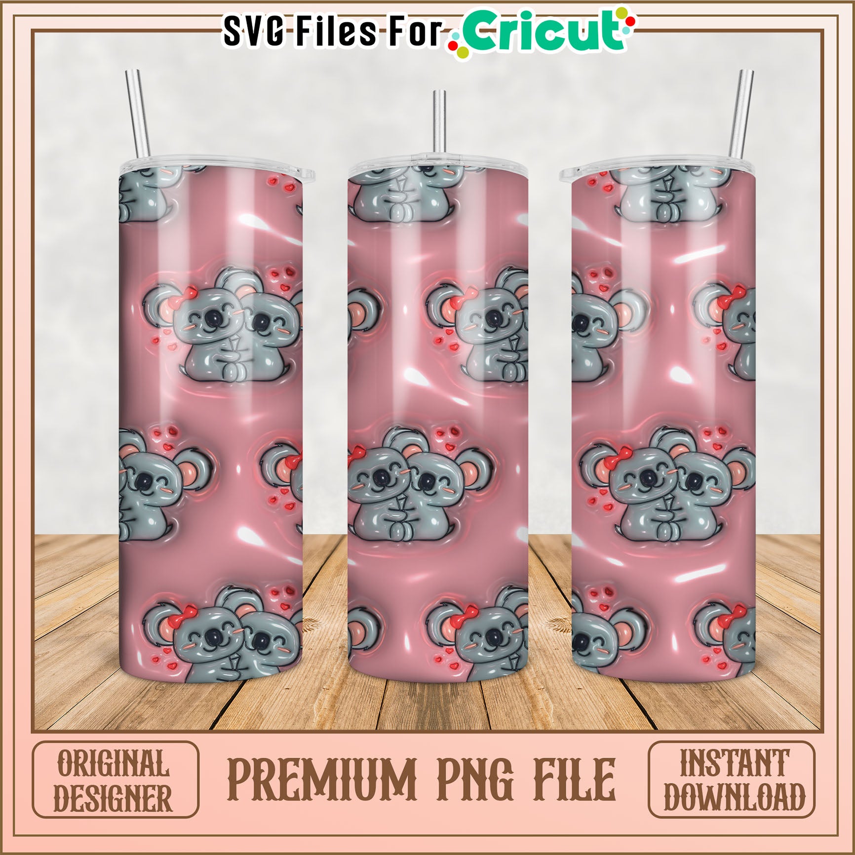 Koala Couple Tumbler PNG Design