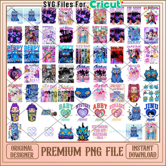 K-pop Demon Hunters png bundle, erpy the Tiger & Bird Demon Hunters PNG