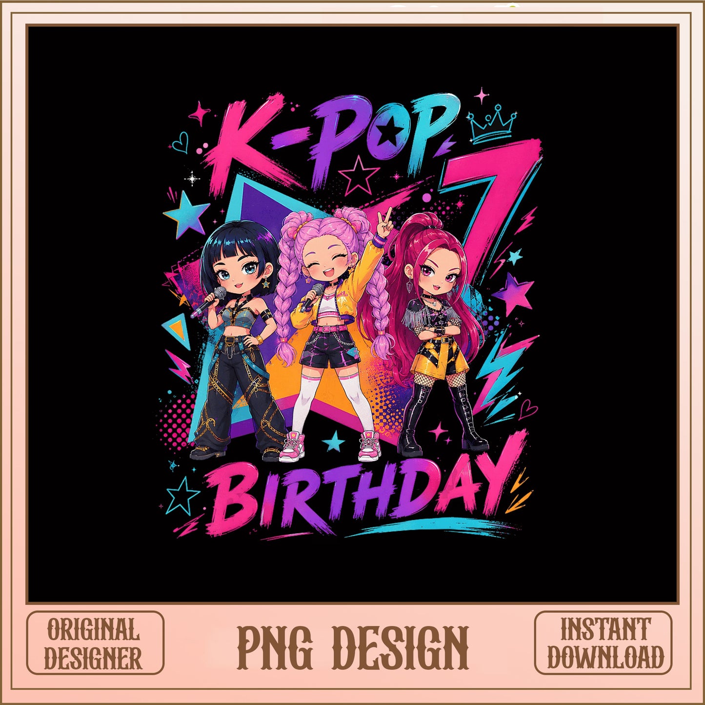 Kpop 7th Birthday Girl PNG, Kpop Birthday Party PNG, Kpop PNG