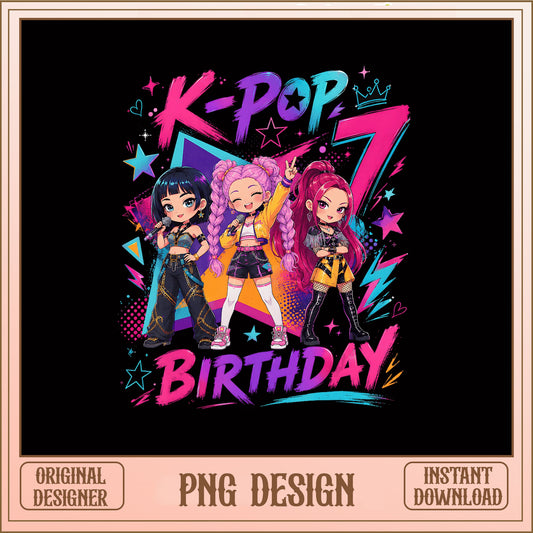 Kpop 7th Birthday Girl PNG, Kpop Birthday Party PNG, Kpop PNG