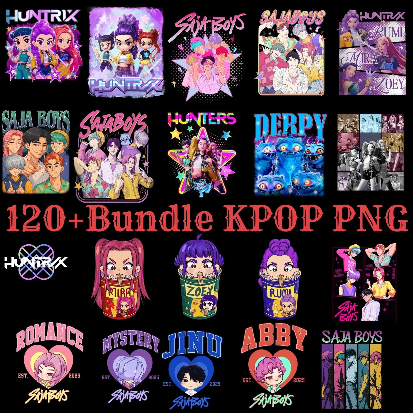 Kpop bundle png, kpop demon hunters​ bundle png, huntrix bundle png