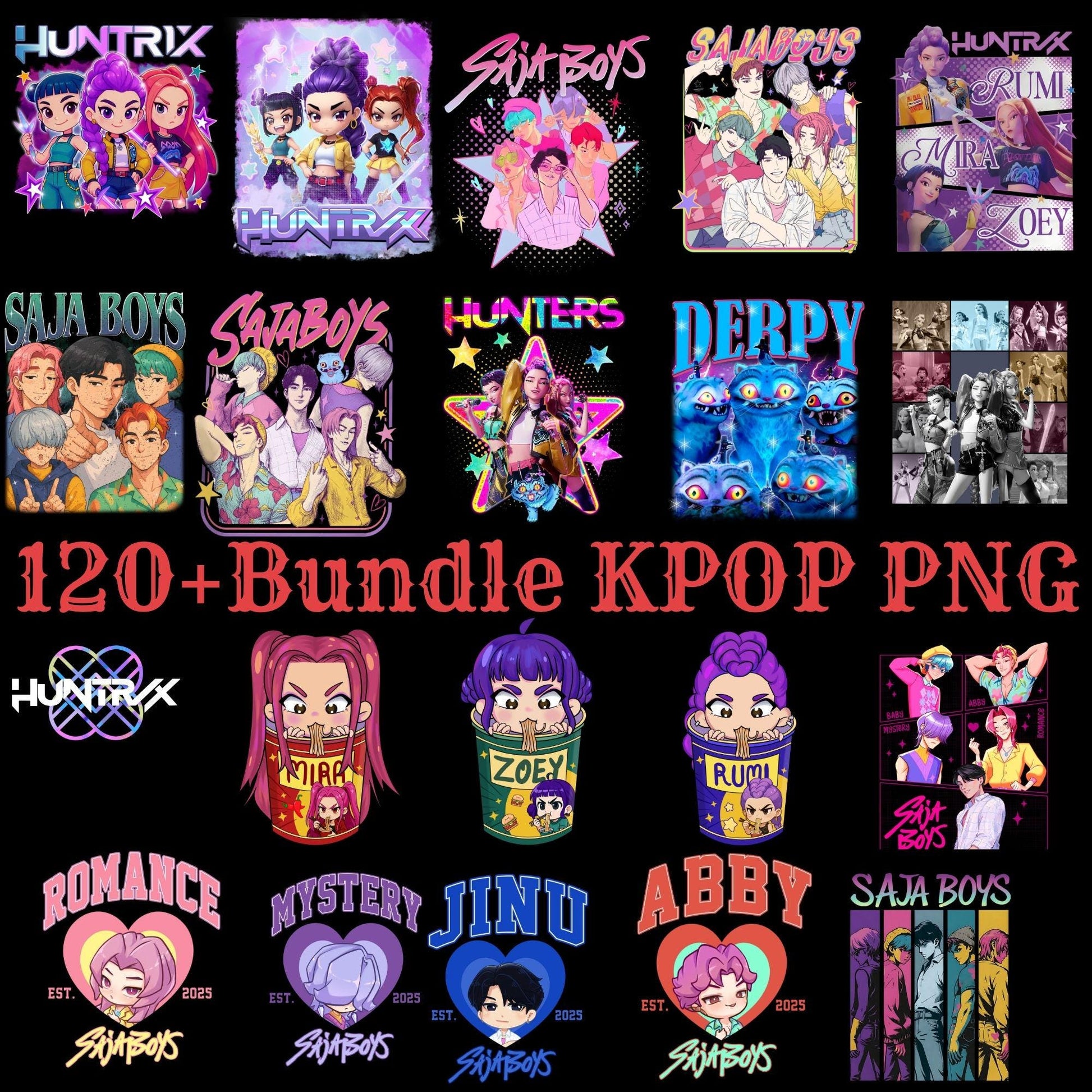 Kpop bundle png, kpop demon hunters​ bundle png, huntrix bundle png