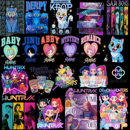 Kpop cartoon design bundle png, cute idol artwork bundle png, trending fan art style bundle png