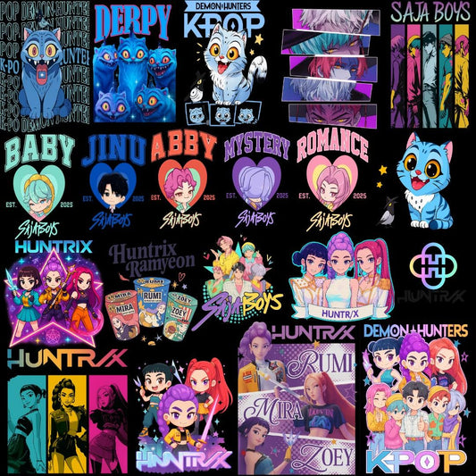 Kpop cartoon design bundle png, cute idol artwork bundle png, trending fan art style bundle png