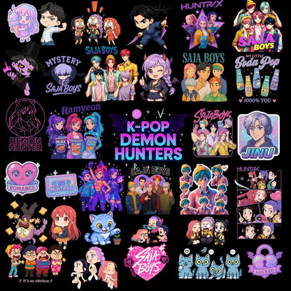 Kpop cartoon design bundle png, cute idol artwork bundle png, trending fan art style bundle png