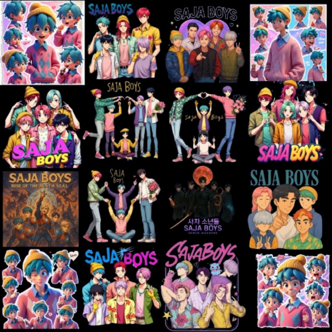 Kpop cartoon design bundle png, cute idol artwork bundle png, trending fan art style bundle png