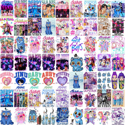 Kpop cartoons bundle png, cute idol chibi art bundle png, trending fan comic style bundle png