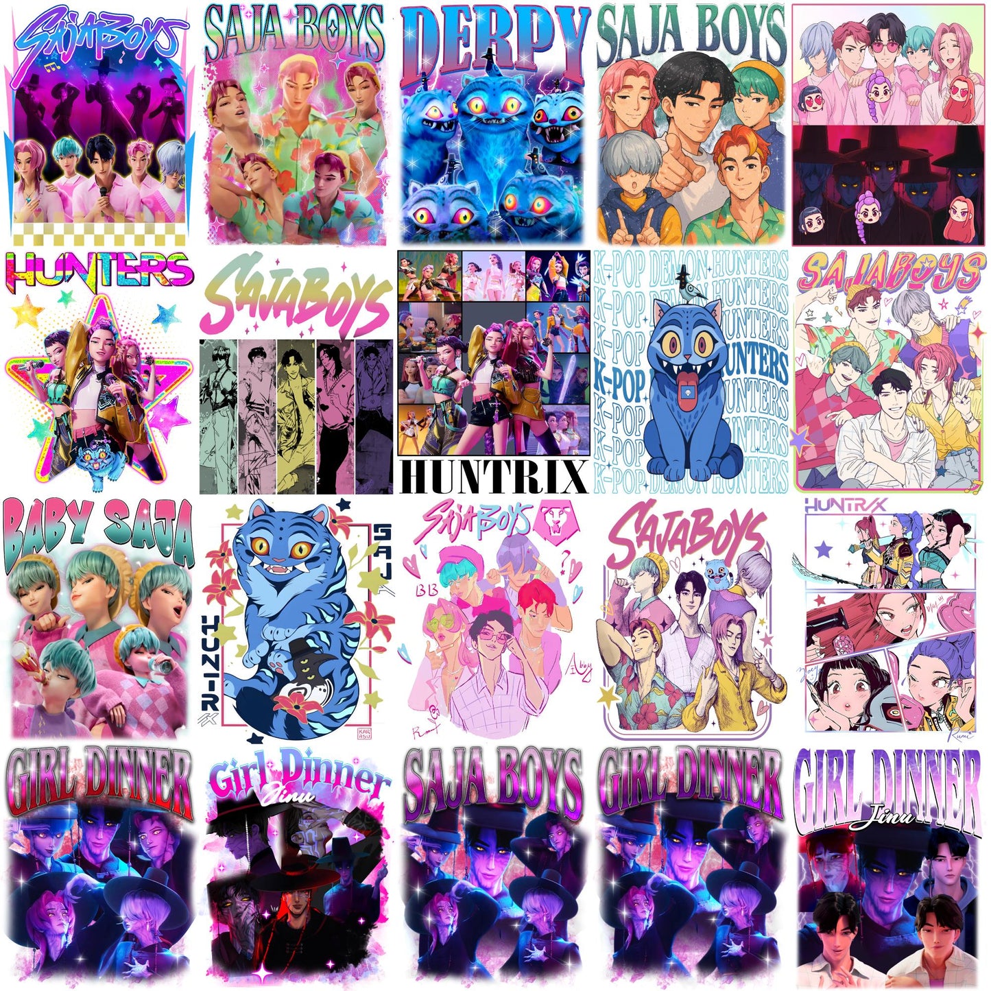 Kpop cartoons bundle png, cute idol chibi art bundle png, trending fan comic style bundle png