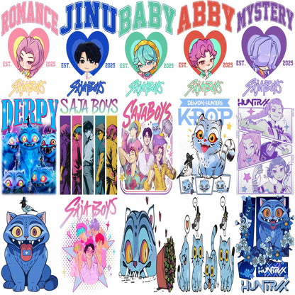 Kpop cartoons bundle png, cute idol chibi art bundle png, trending fan comic style bundle png