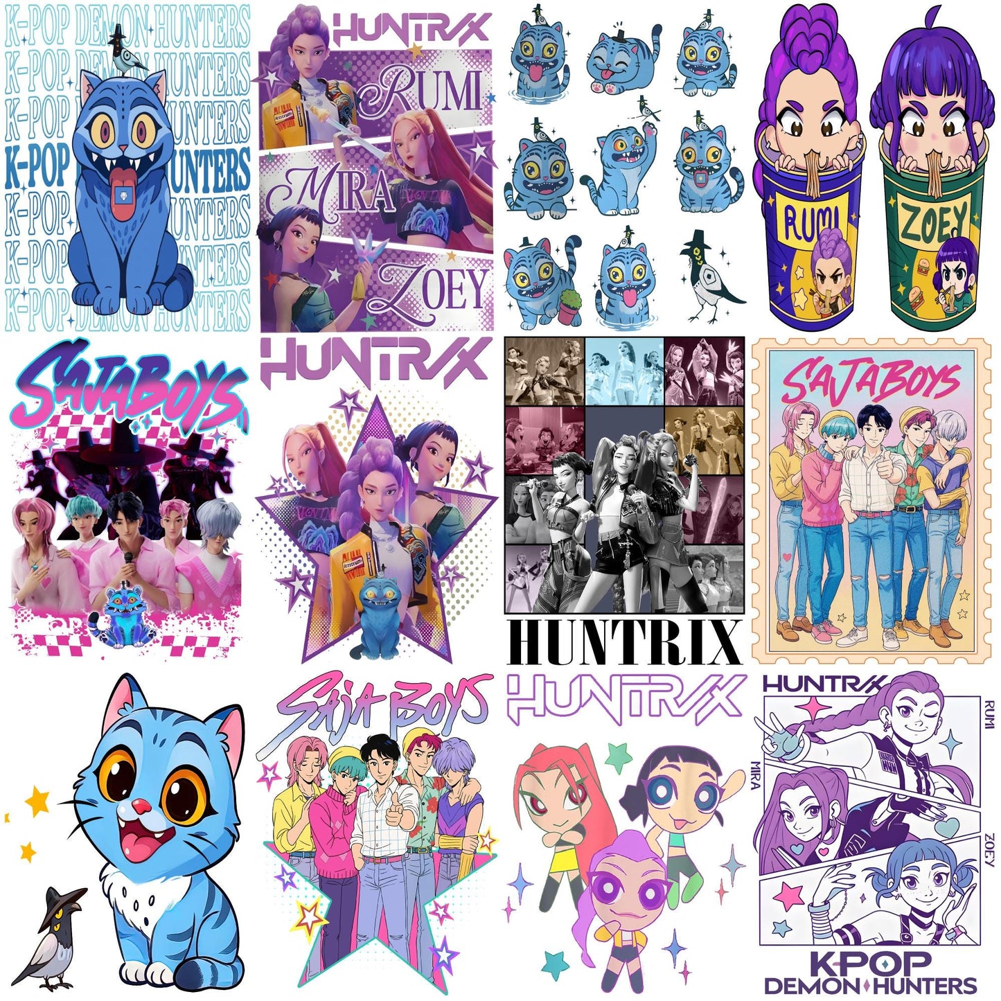 Kpop cartoons bundle png, cute idol chibi art bundle png, trending fan comic style bundle png