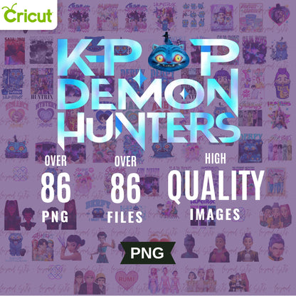 Kpop demon hunter bundle png, kpop anime style bundle png, demon hunter bundle png