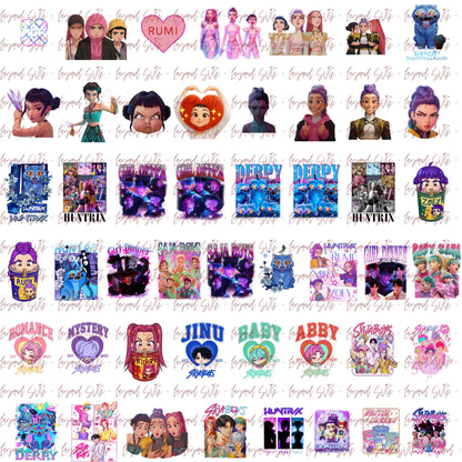 Kpop demon hunter bundle png, kpop anime style bundle png, demon hunter bundle png