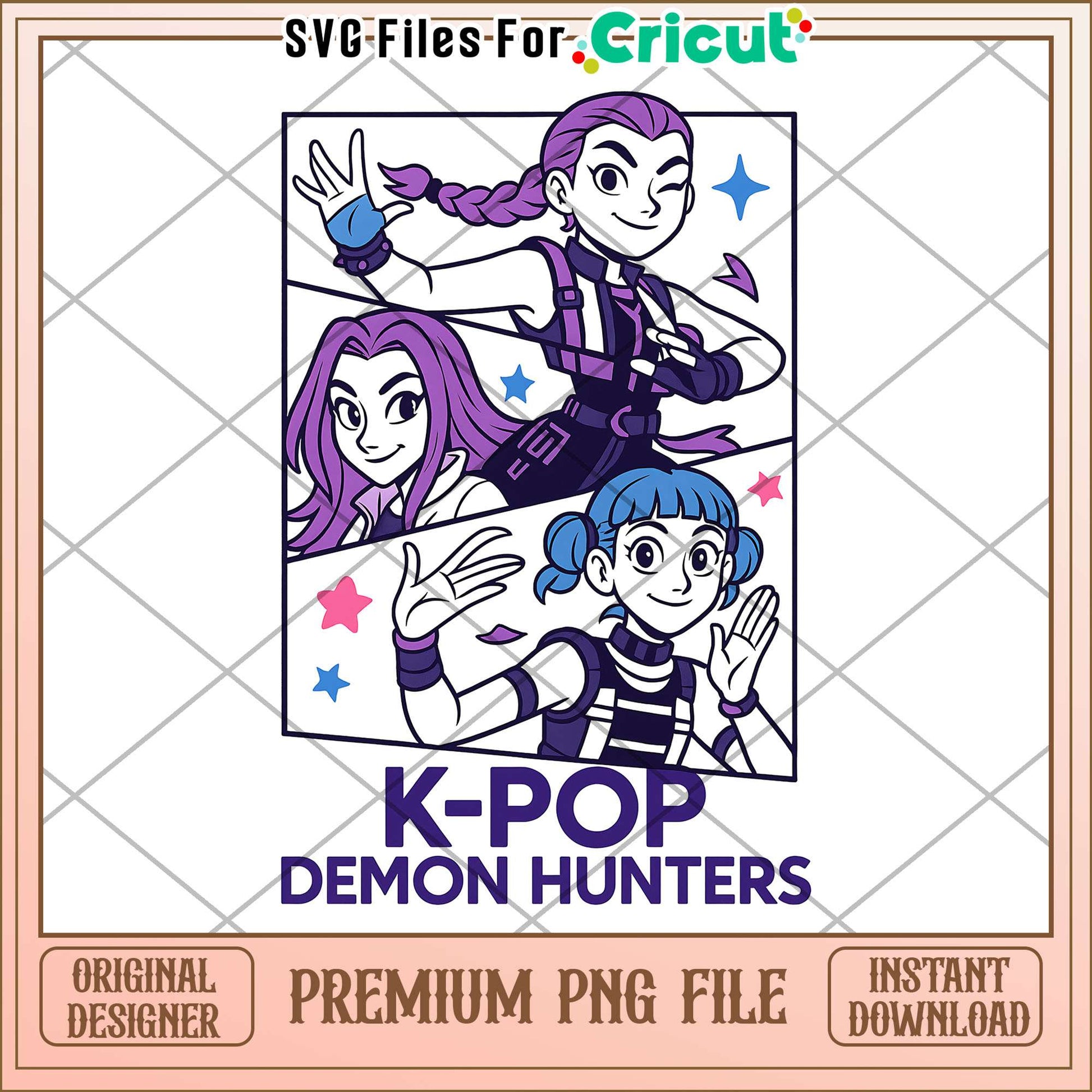 K pop demon hunter png, cute demon slayer png, kpop girl png