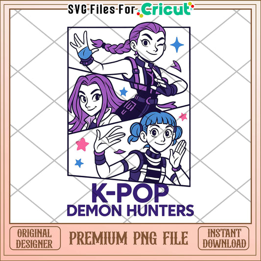 K pop demon hunter png, cute demon slayer png, kpop girl png