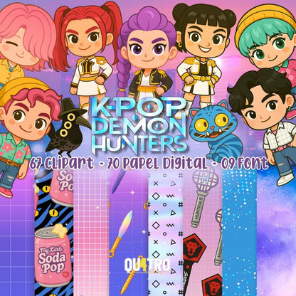 Kpop demon hunters bundle png, kpop anime style bundle png, demon hunters bundle png