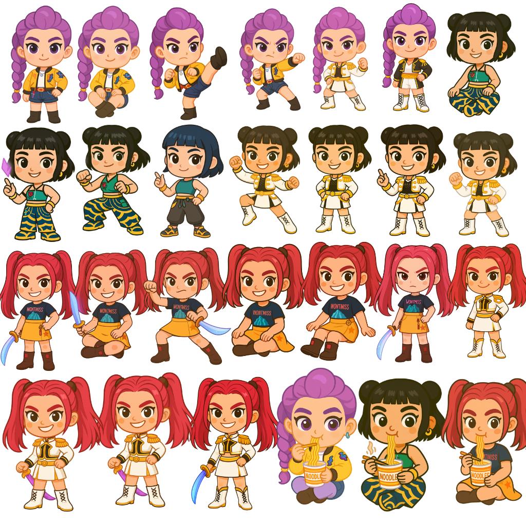 Kpop demon hunters bundle png, kpop anime style bundle png, demon hunters bundle png