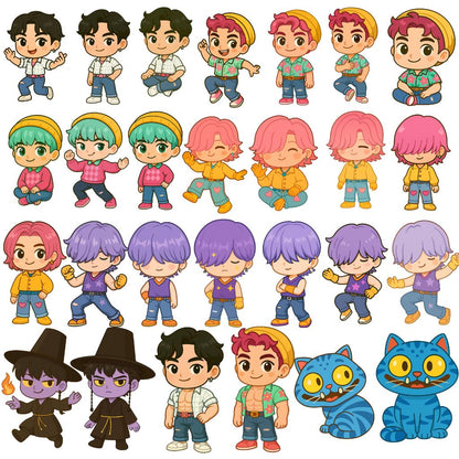 Kpop demon hunters bundle png, kpop anime style bundle png, demon hunters bundle png