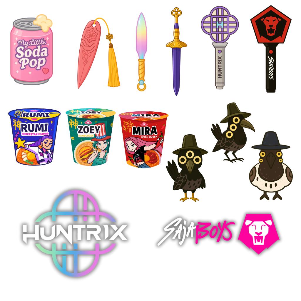 Kpop demon hunters bundle png, kpop anime style bundle png, demon hunters bundle png