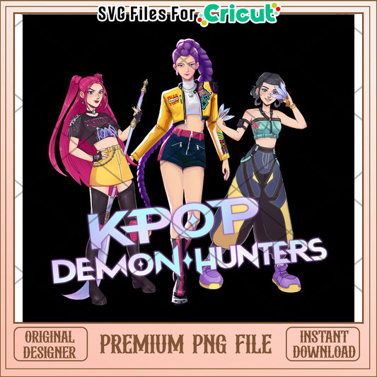 Kpop demon hunters png, kpop band png, korean cartoon png