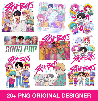 Kpop demon slayer bundle png, anime kpop bundle png, kpop band bundle png