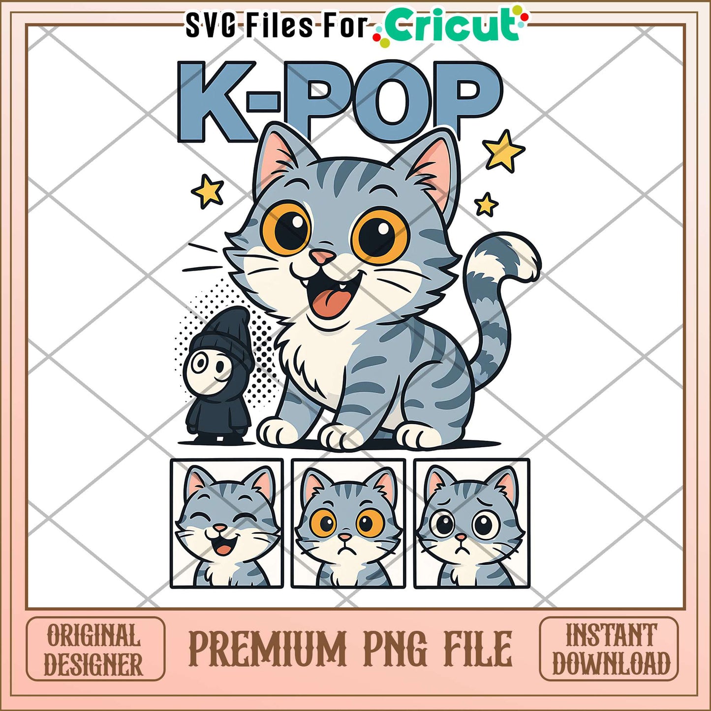 K pop tiger png, cute demon slayer png, kpop girl png