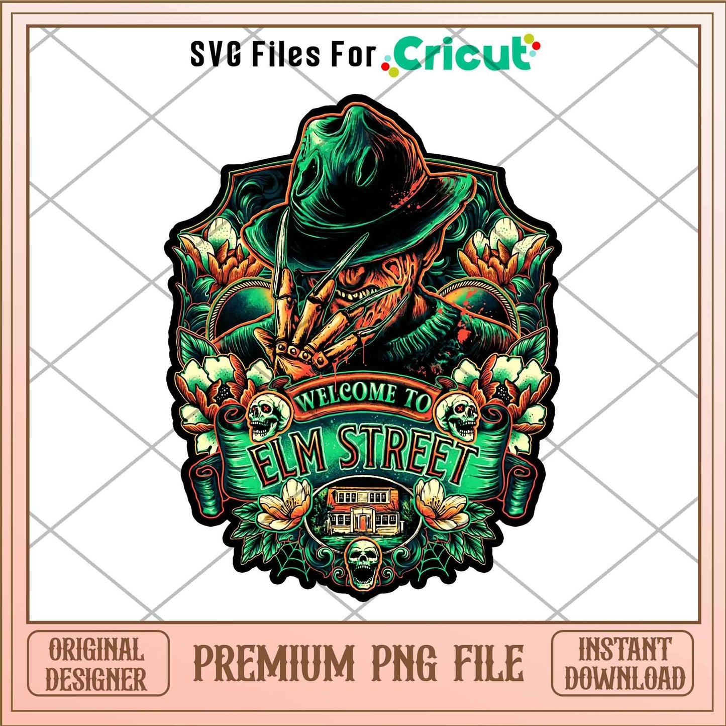 Krueger Welcome to Elm Street png, Horror characters png, Digital Download