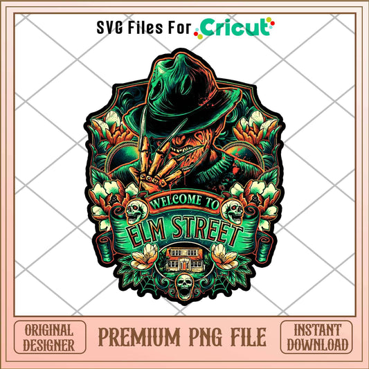 Krueger Welcome to Elm Street png, Horror characters png, Digital Download