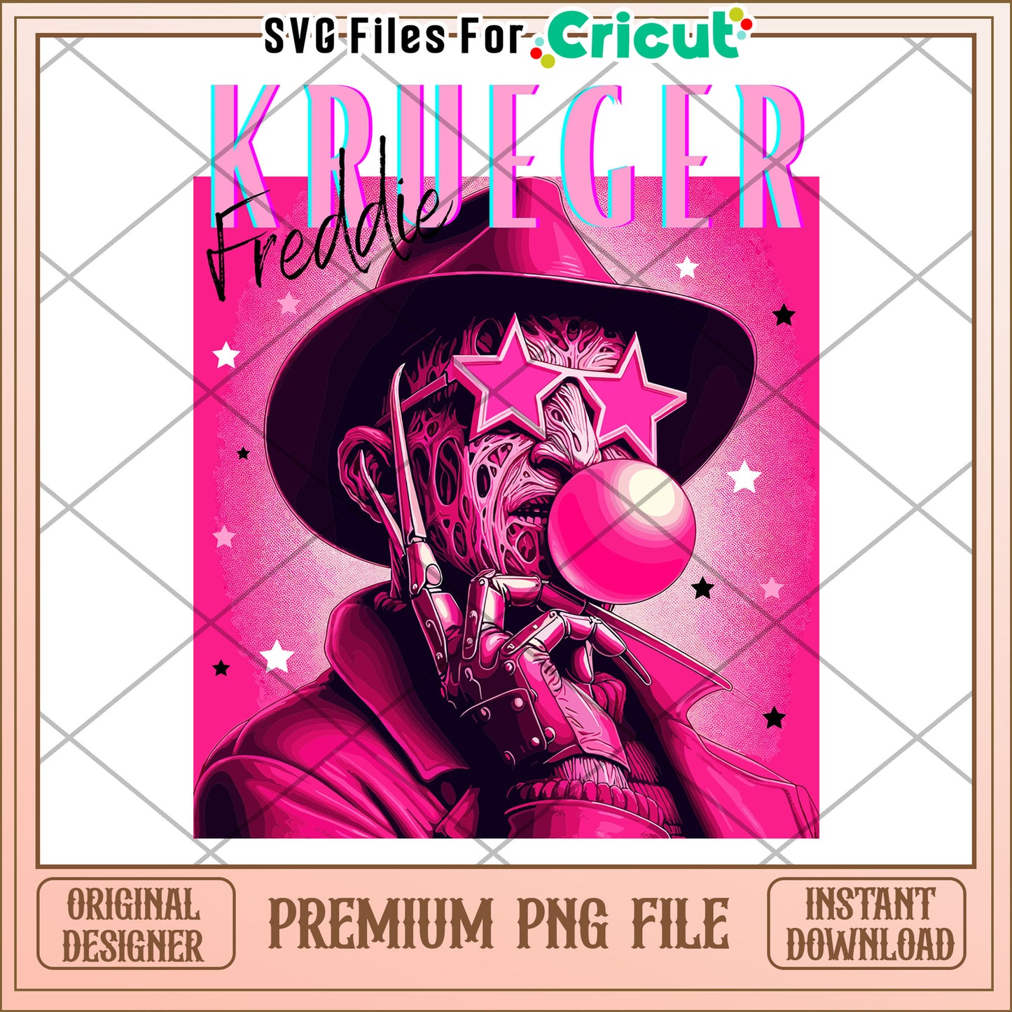 Krueger pink design png, spooky characters png, halloween time png