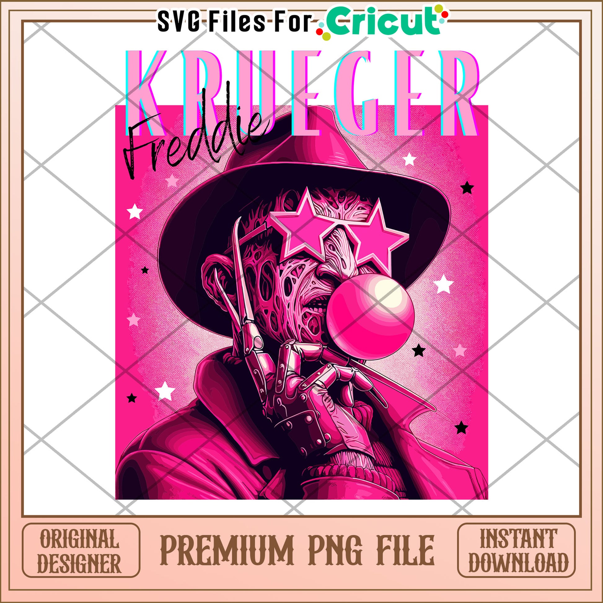 Krueger pink design png, spooky characters png, halloween time png