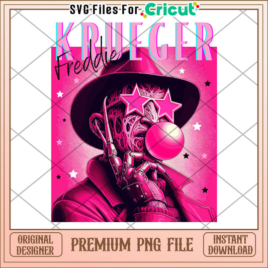Krueger pink design png, spooky characters png, halloween time png