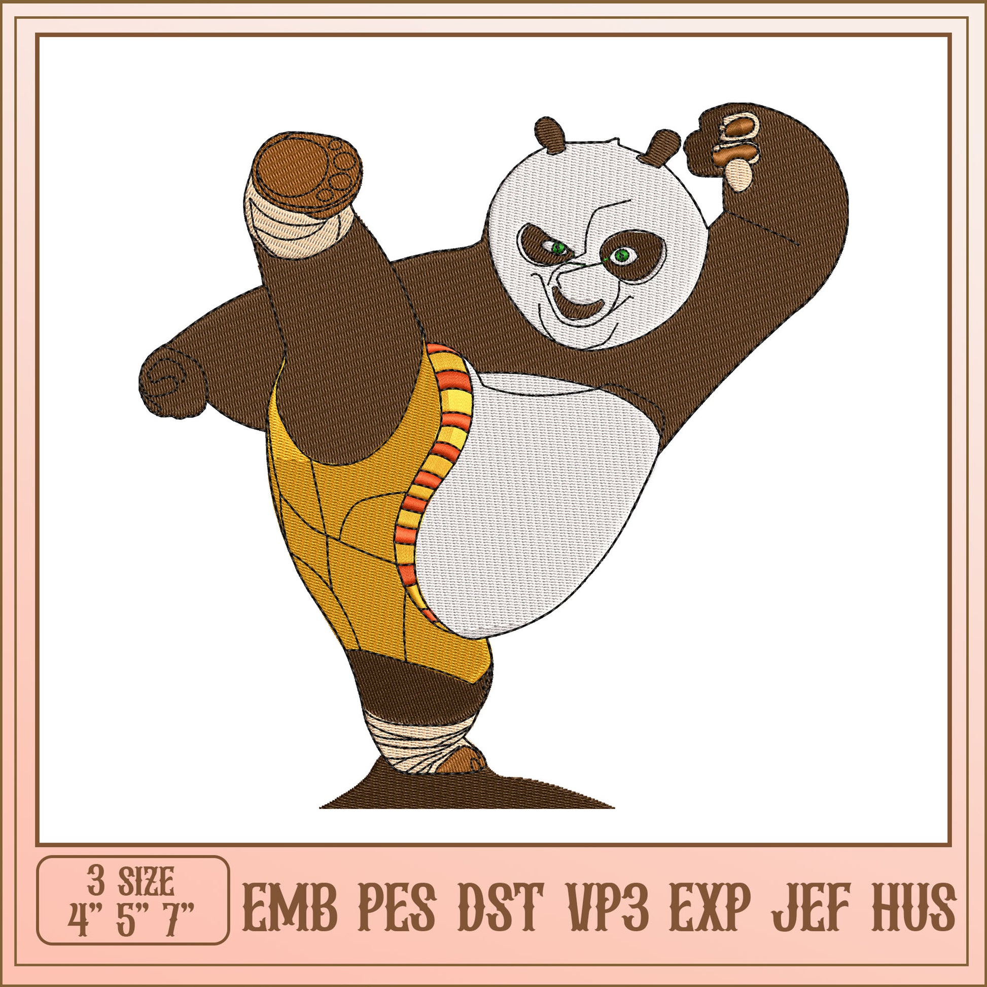 Kung Fu Panda Embroidery Design