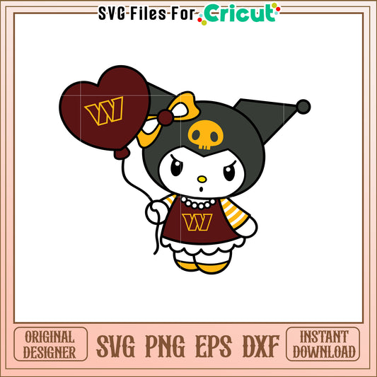 Kuromi SVG Design Maroon & Gold Team Spirit