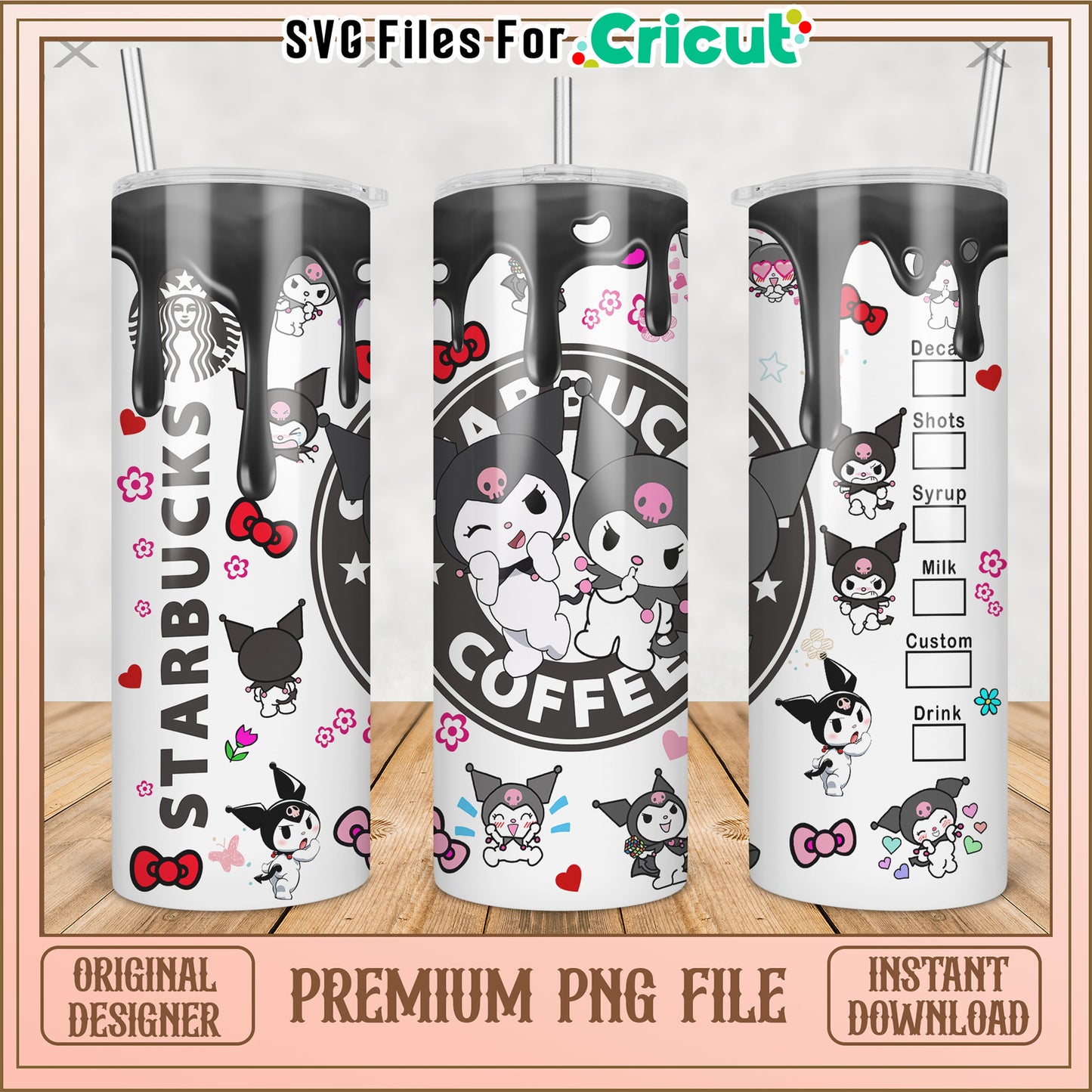 Kuromi black tumbler png, lovely cartoon png, cute kuromi png