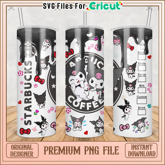 Kuromi black tumbler png, lovely cartoon png, cute kuromi png