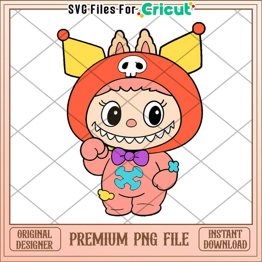 Kuromi orange labubu png, secret labubu​ png, labubu art​​​ png